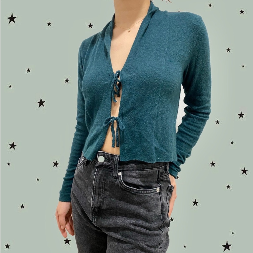 Brandy Melville green reworked cropped sweater